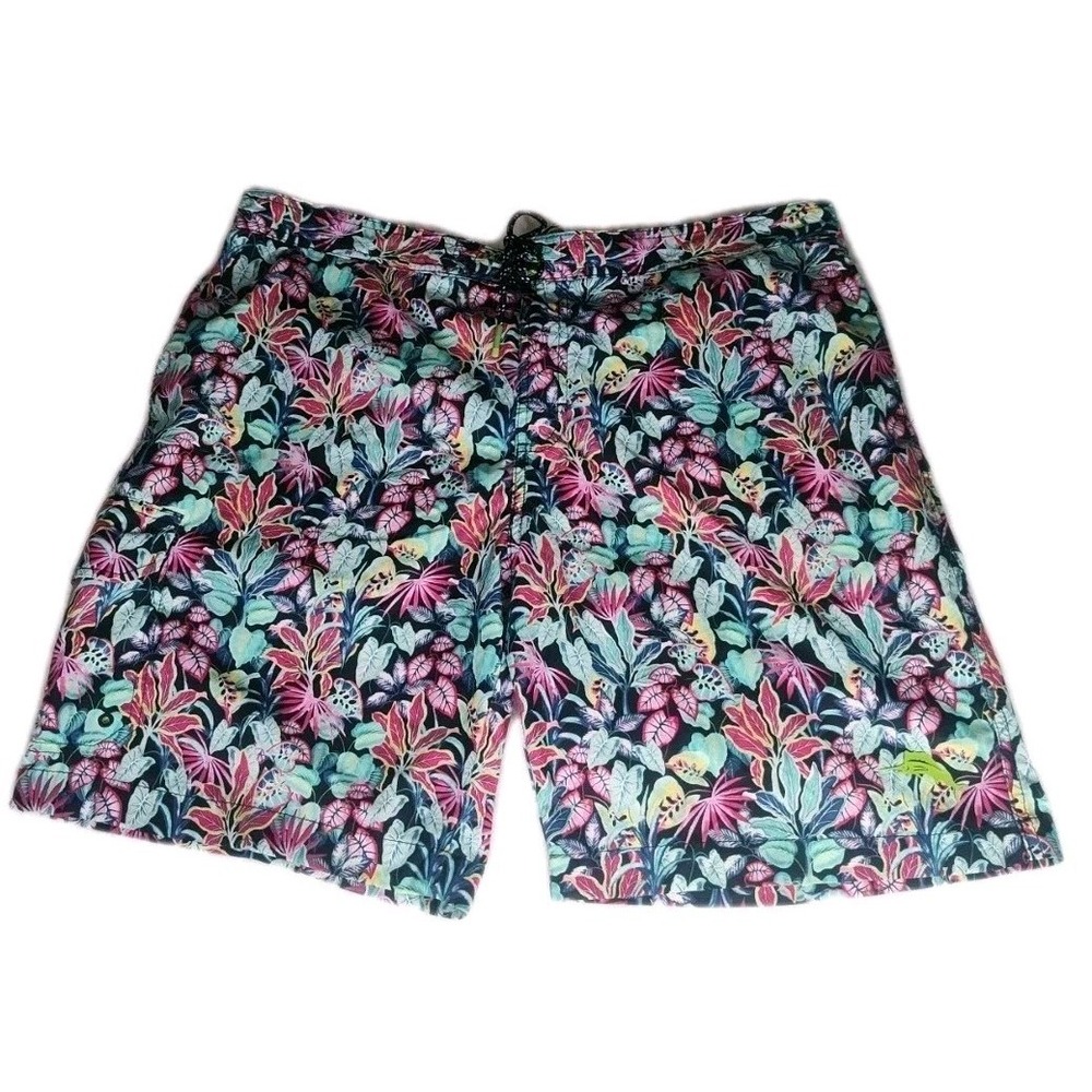Tommy Bahama Swim Trunks Mens 2XL Multicolor‎ Tropical Leaf Print Board Shorts
